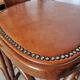 Set of 6 Vintage Bentwood Bar Stool Set: Brown Leather Seat, Nailhead Trim