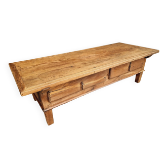 Antique coffee table side table Spanish 19th century chestnut wood