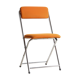 Folding chair in chrome metal and orange fabric 1970