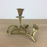 Candle holder flower leaves in golden brass