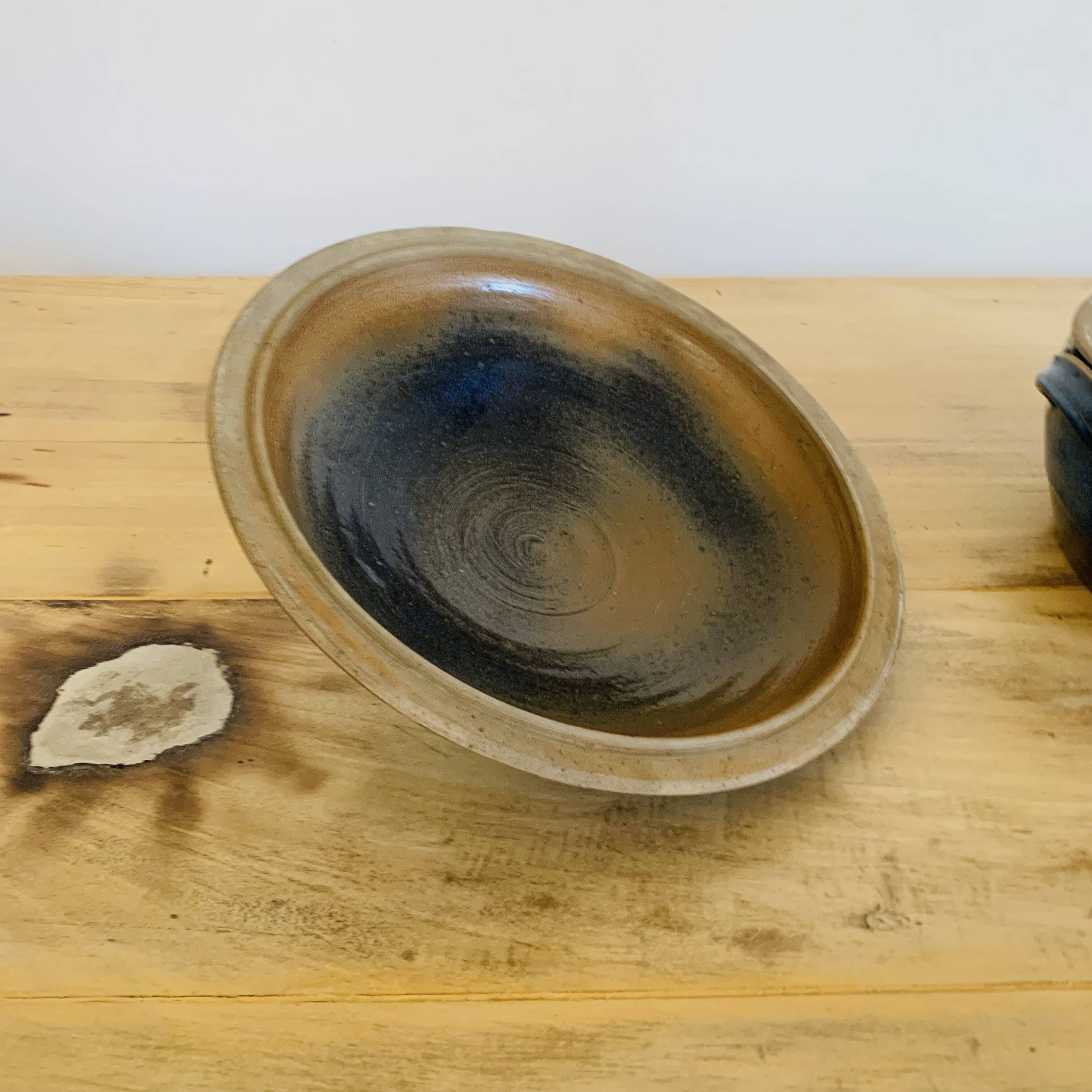 Blue glazed stoneware tureen