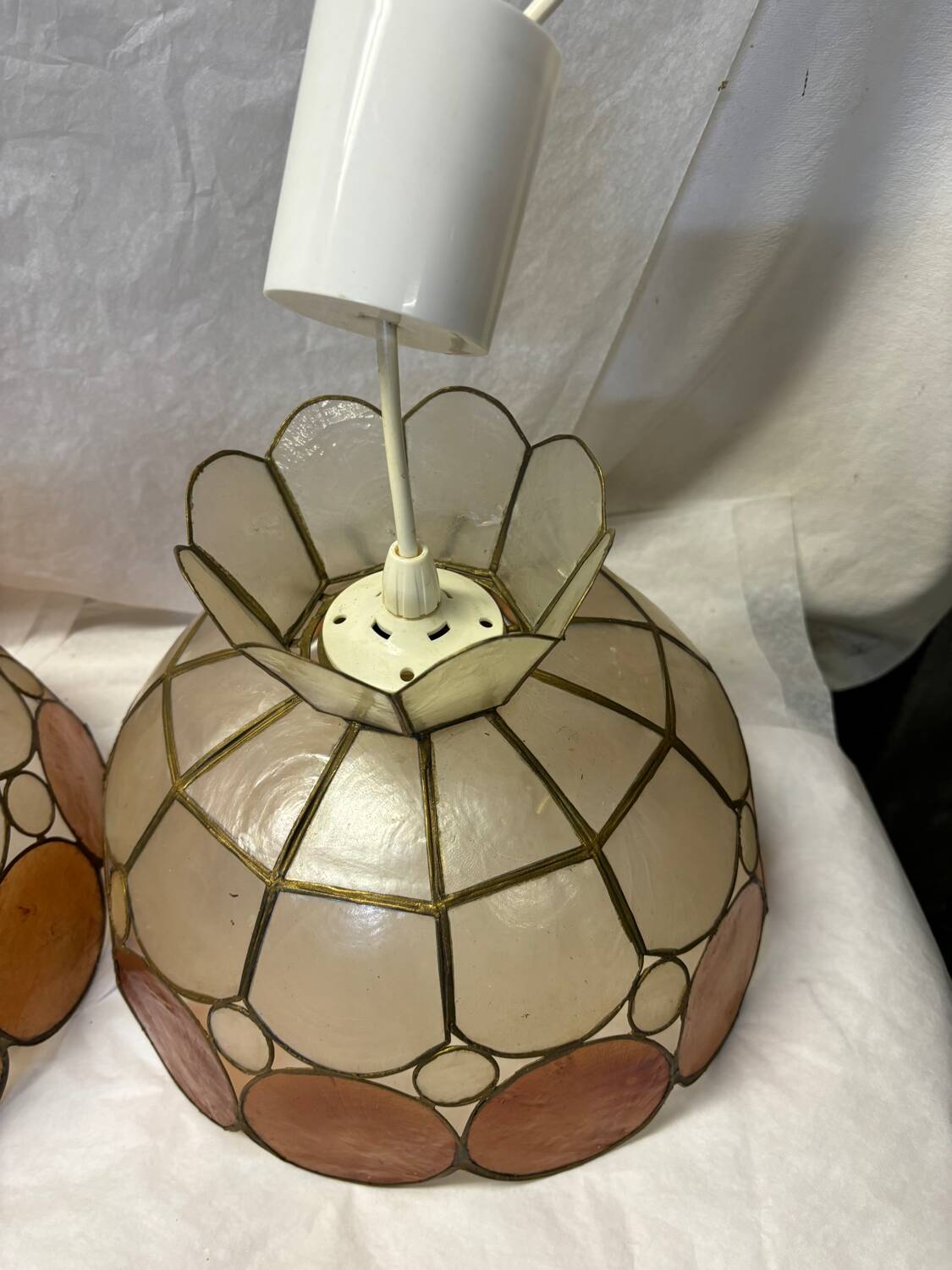 Pair of mother-of-pearl chandeliers