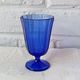 6 vintage footed glasses in cobalt blue coloured glass from Portugal