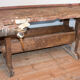 Old solid industrial wooden workbench 2 meters wide