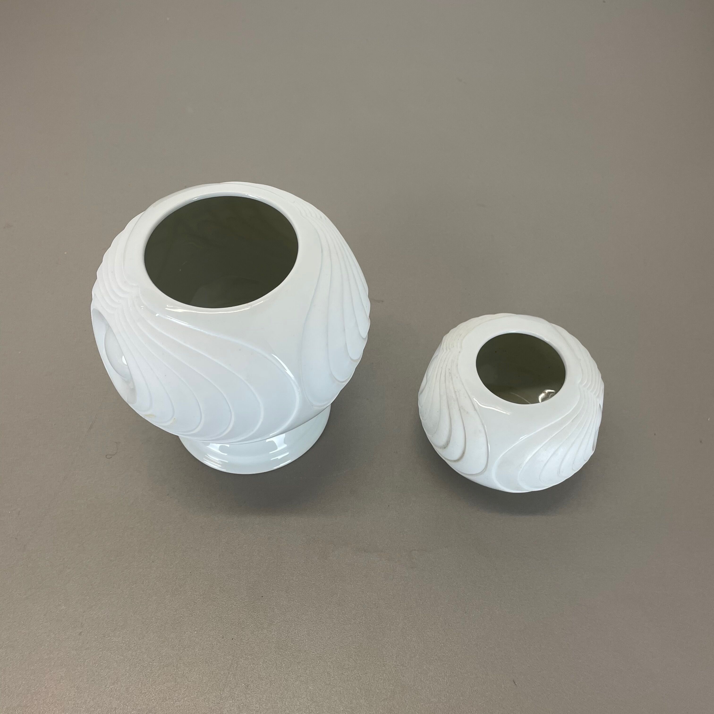 Set of 2 original porcelain op art vase made by royal bavaria kpm germany, 1970s