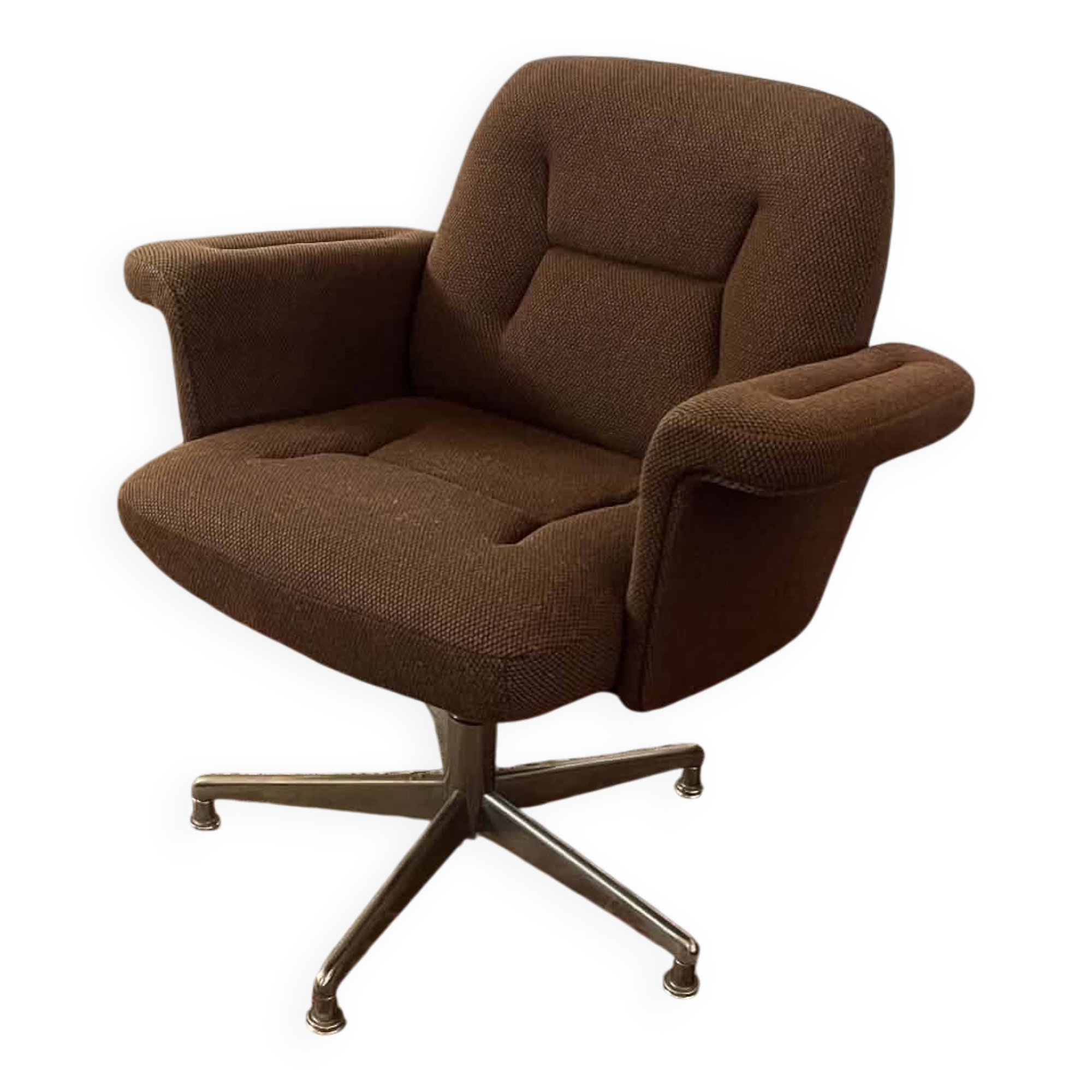 1970s swivel chair in tweed and chrome – 7 available