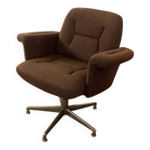 Fauteuil pivotant années 70 en tweed et chrome – 7 disponibles