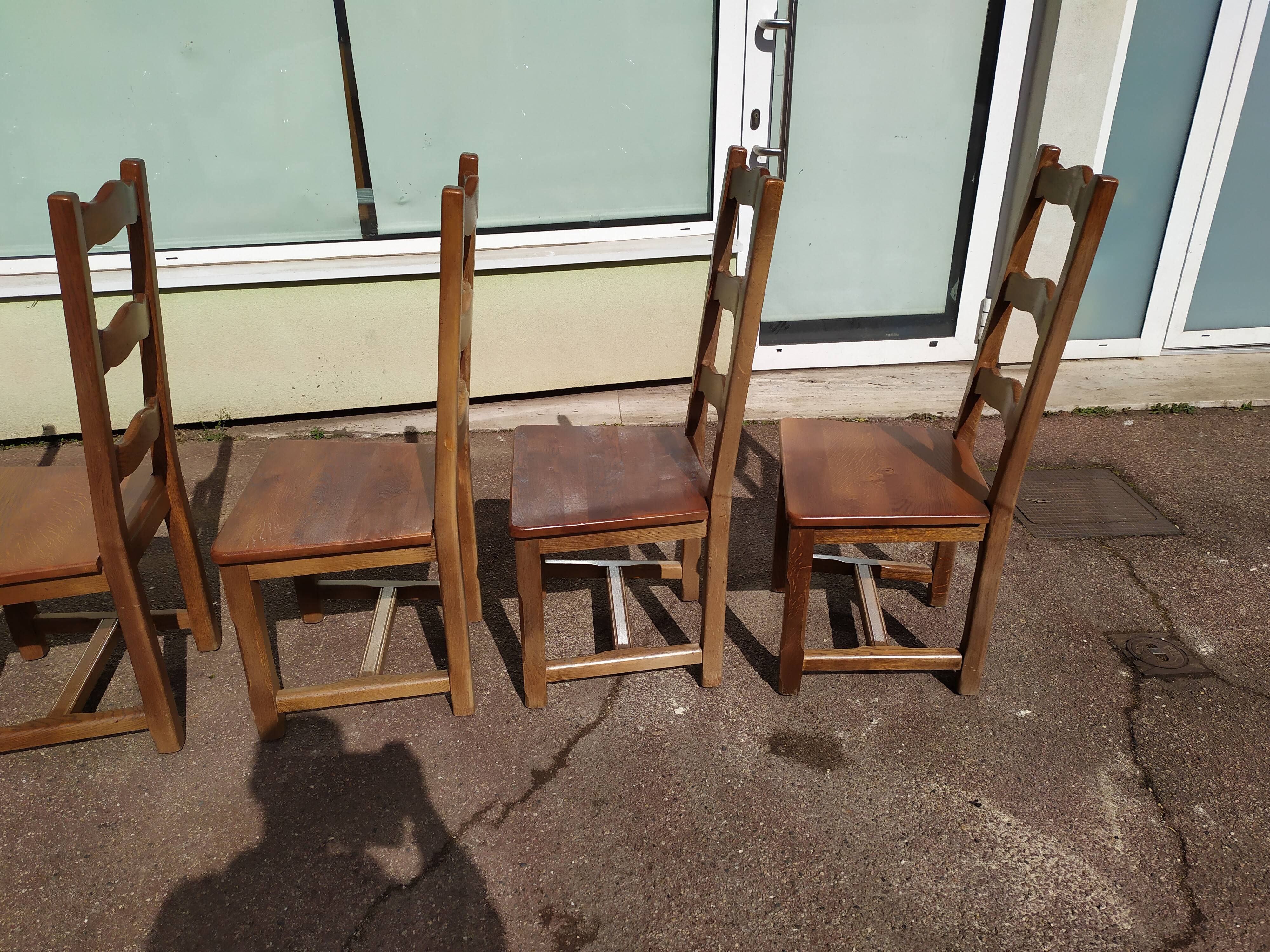 Set of 6 solid oak wood chairs - ferme compagne montage