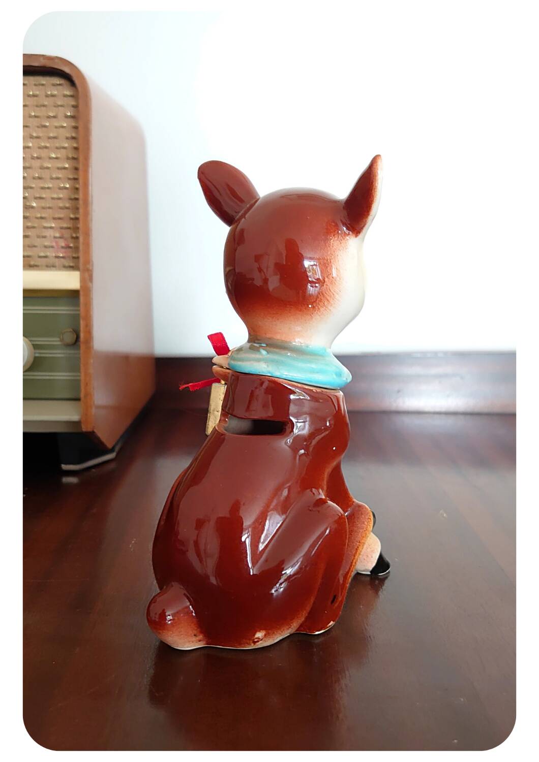 Tirelire de cerf en céramique vintage avec serrure et clé