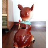 Tirelire de cerf en céramique vintage avec serrure et clé