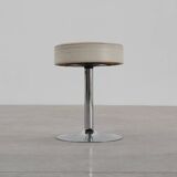 Vintage Mid-century design stool in chrome with white leather seat, 1970s