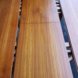 Round extendable teak dining table from the 60s