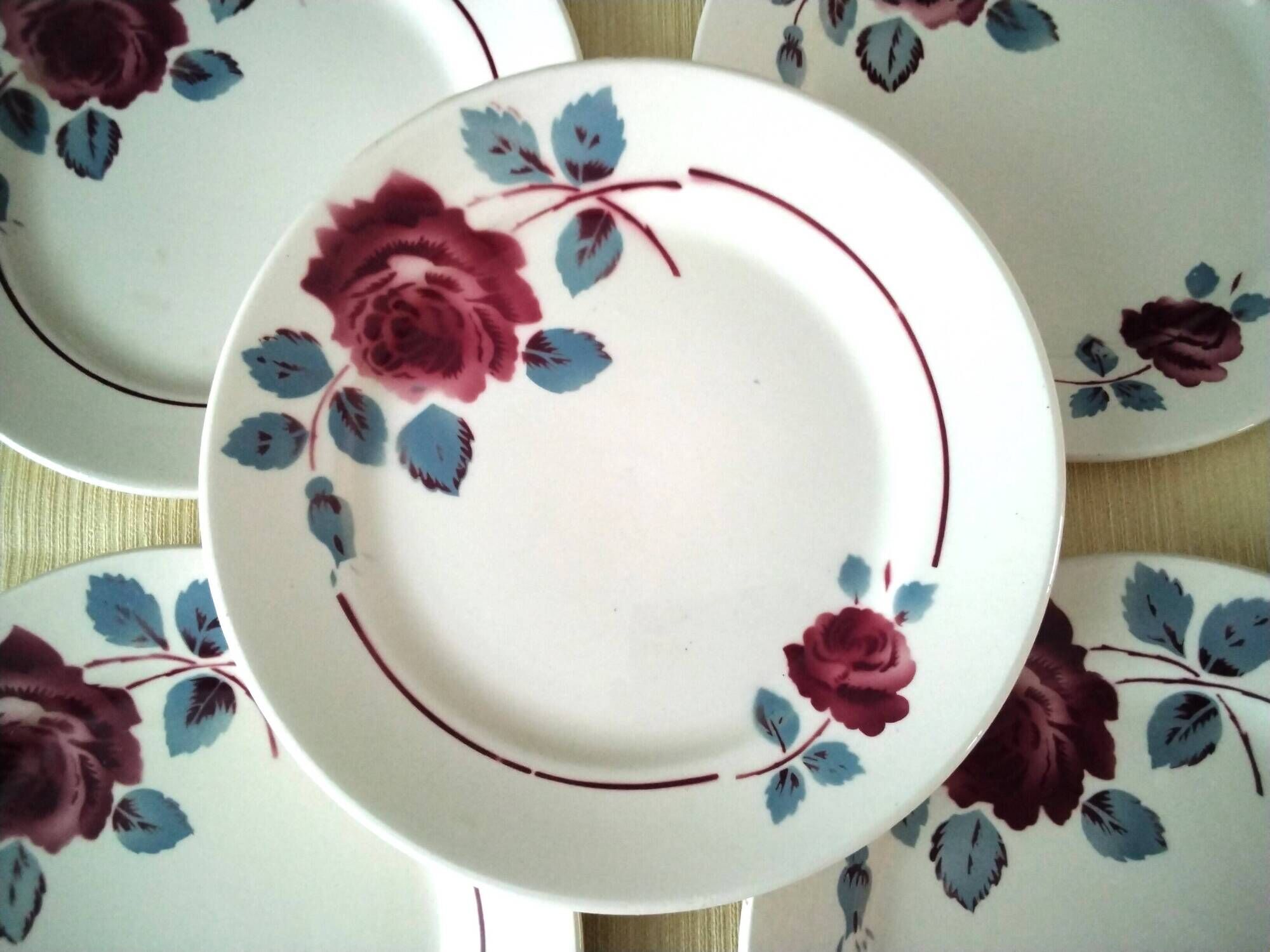 5 dessert plates half porcelain from Badonviller