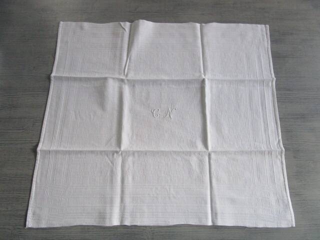 4 large antique damask napkins, monogrammed
