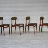 1960s, set of 4 Danish dinning chairs, solid teak wood, original condition.