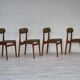 1960s, set of 4 Danish dinning chairs, solid teak wood, original condition.