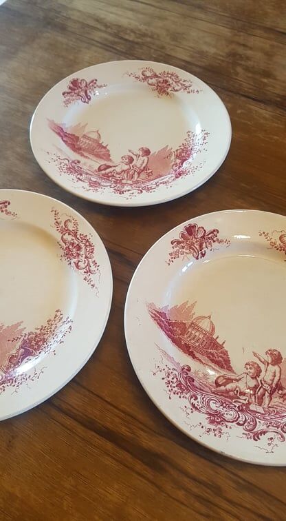 Set of 3 plates in iron earth jules vieillard model trianon