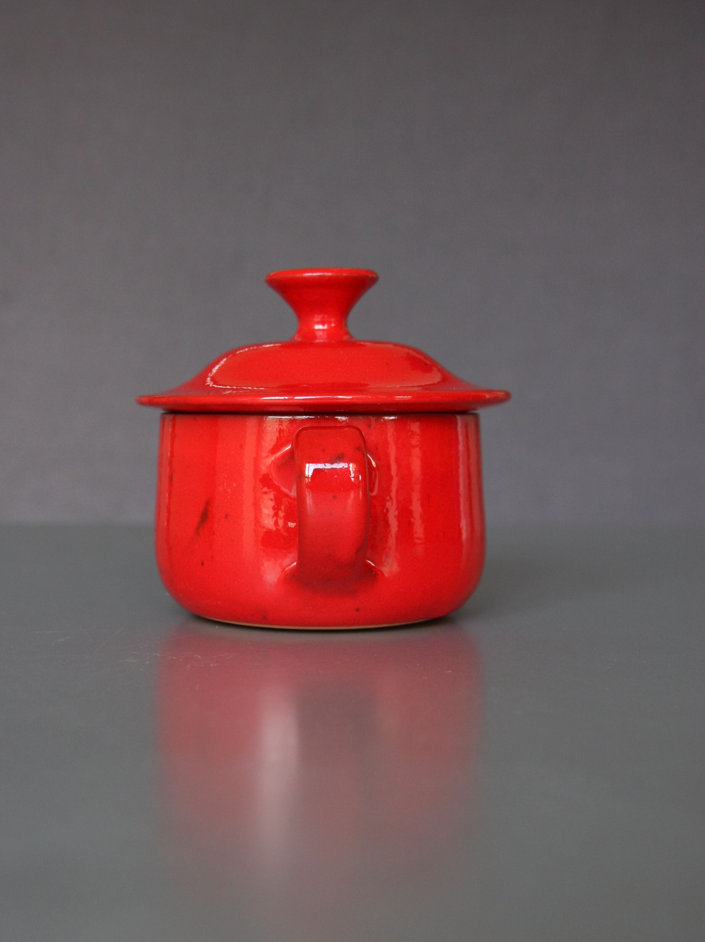 Red covered pot by Robert Picault, Vallauris