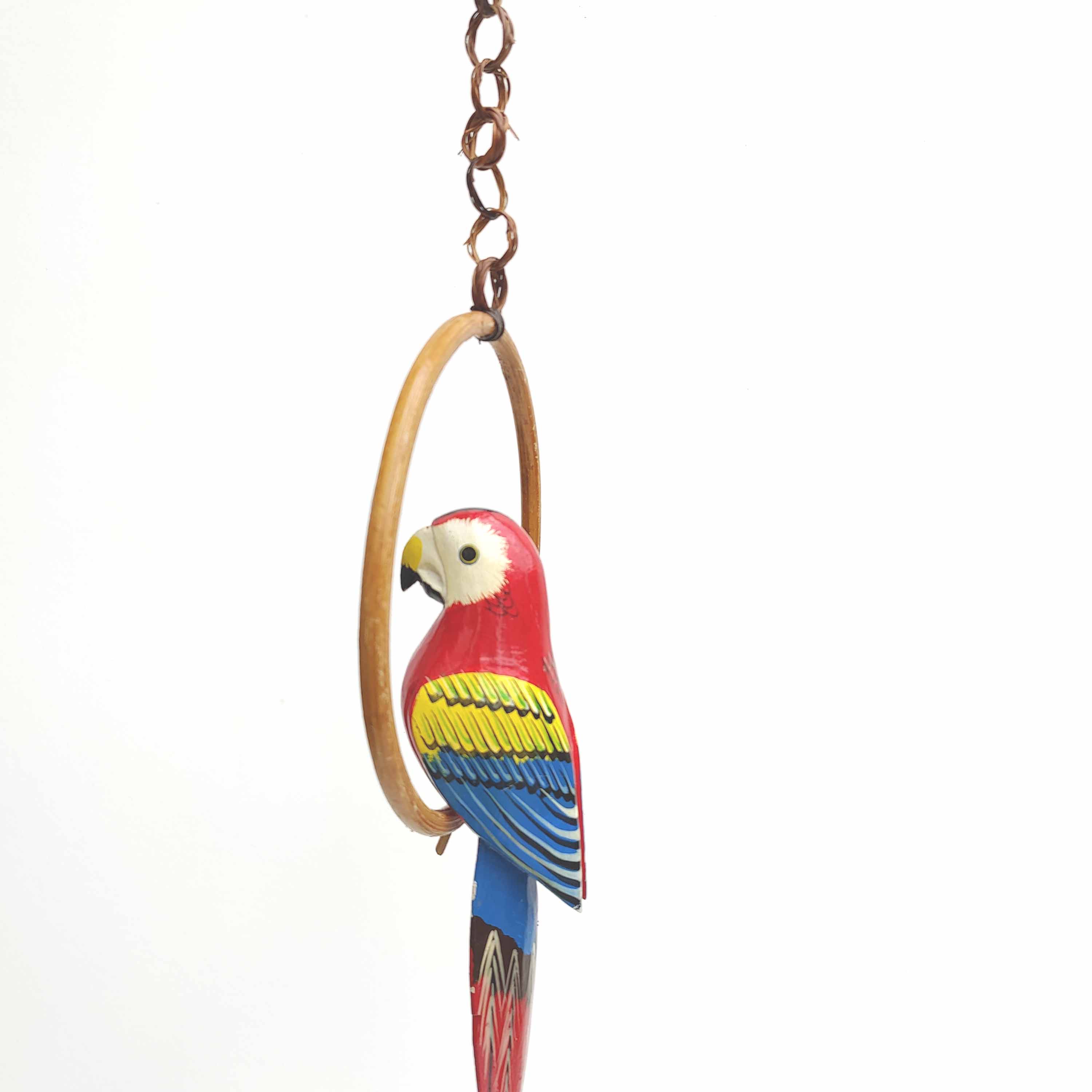 Suspension parrot wood and rattan