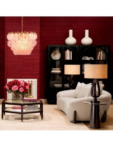 Pair of table lamps in patinated bronze with black granite bases