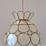 Small suspension in mother-of-pearl and brass flower shape -