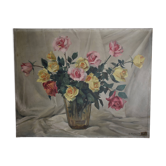 Gaston Ploquin, Roses dans un vase en verre, vers 1935