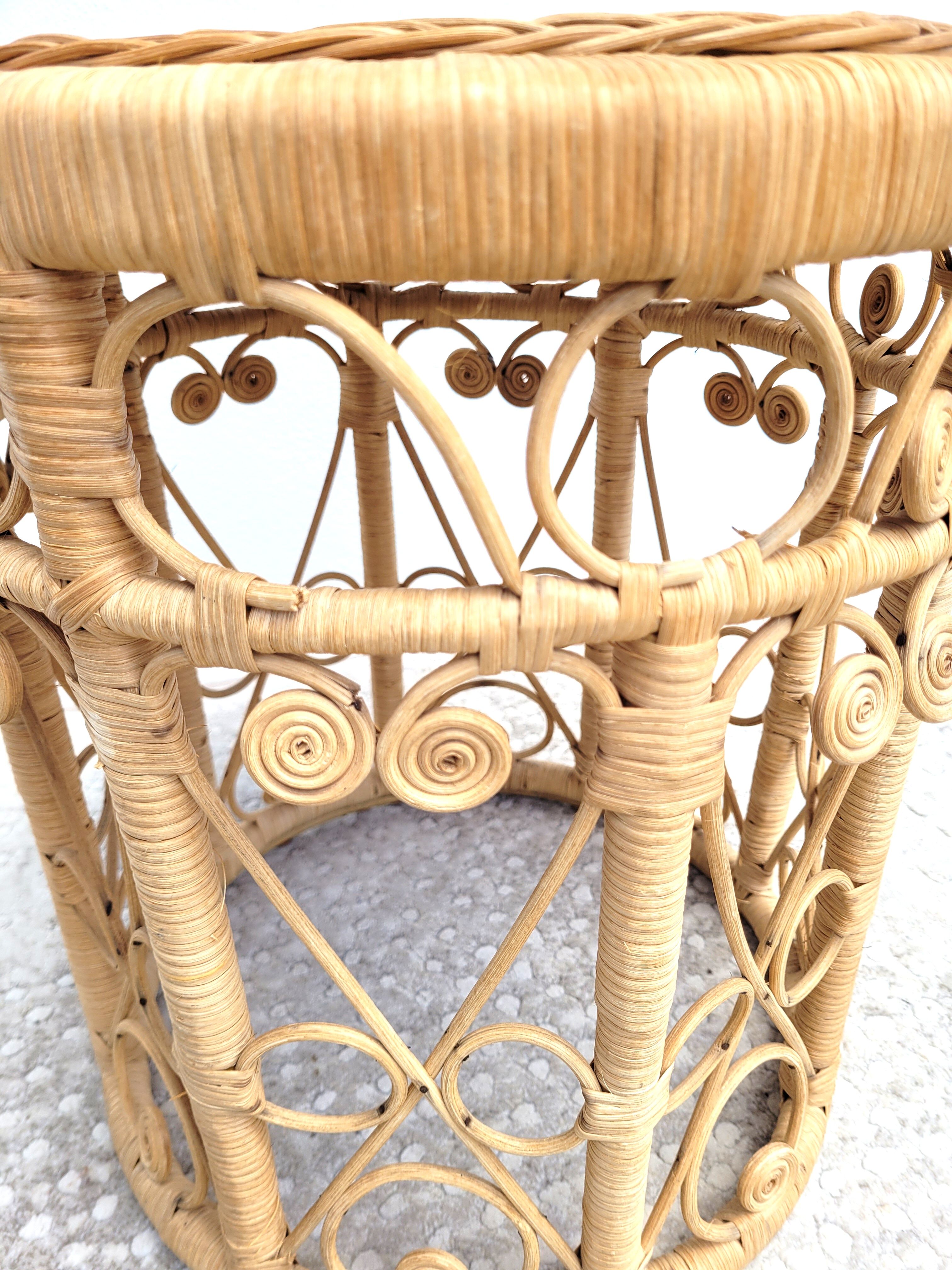 Peacock rattan side table