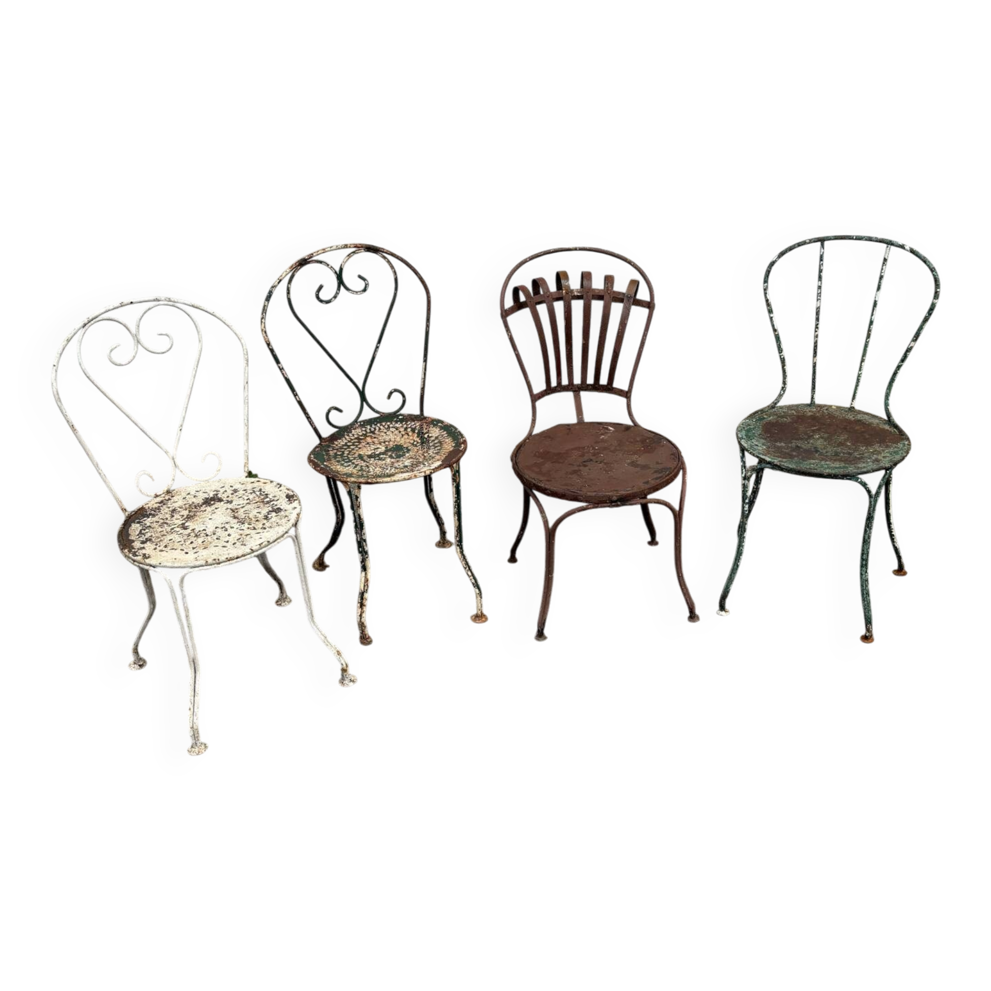 Mélange of vintage garden chairs