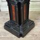 A pedestal table in blackened wood and burl veneer, superb assembly of moldings circa 1880