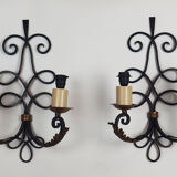 Pair of Wrought Iron Art Deco wall lamps