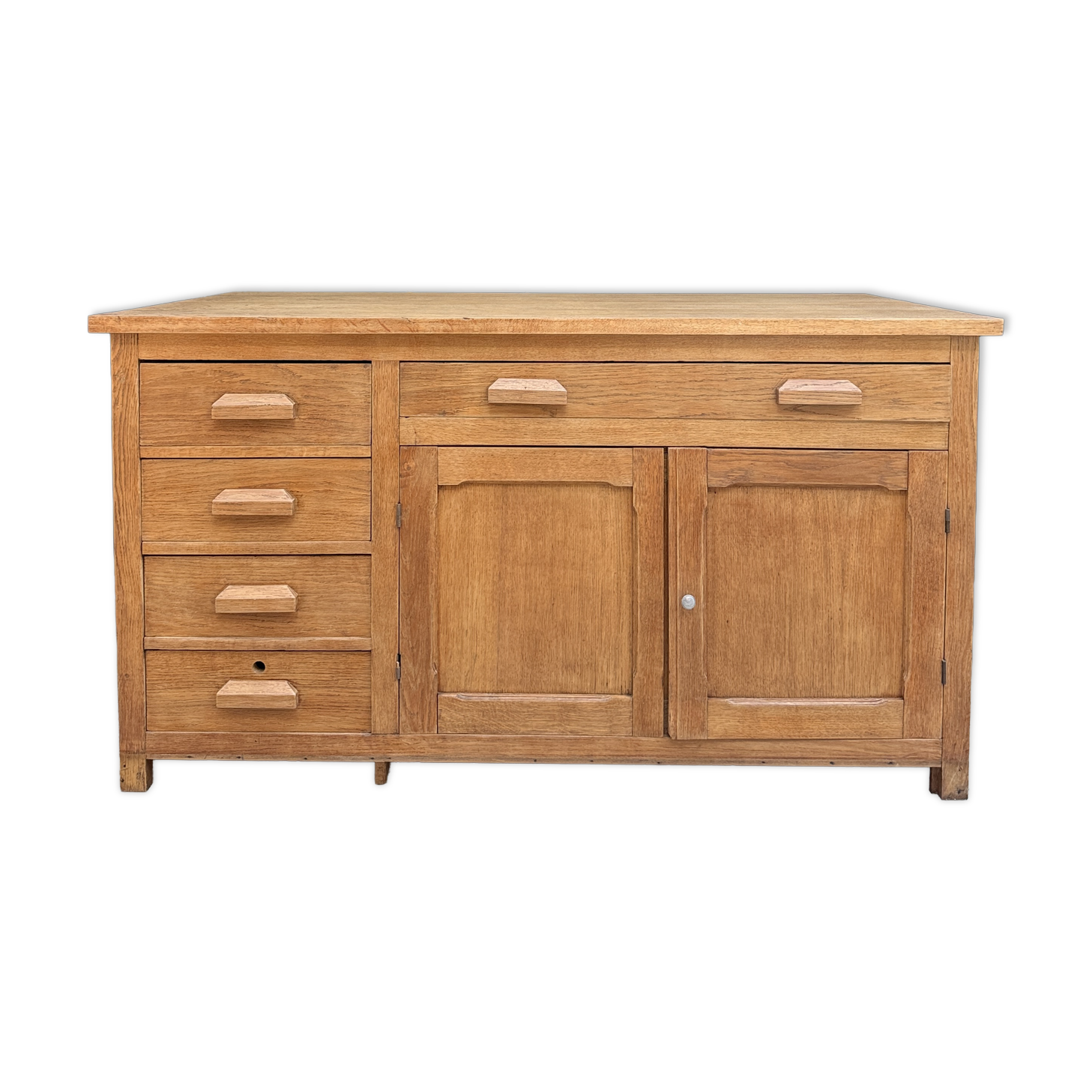 Renovated oak workbench island