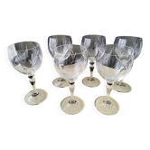 6 crystal wine glasses with a frosted design