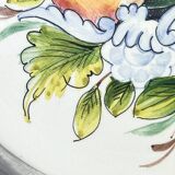 Decorative earthenware and pewter wall plate with fruits