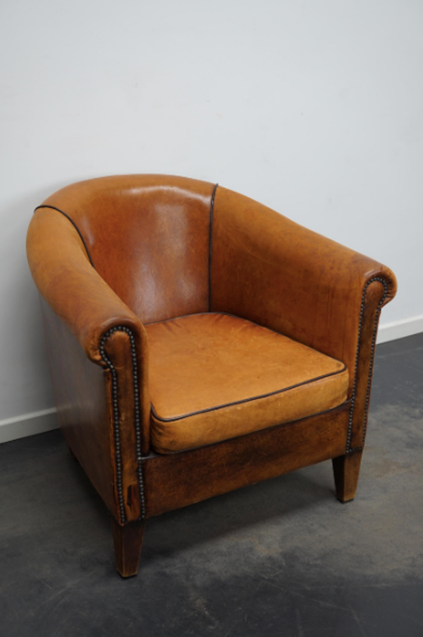 Club armchair in leather color cognac Netherlands