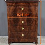 Chiffonnier en ronce d’acajou, époque Restauration – Début XIXe