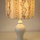 Vintage table lamp "St Michael" – Ribbed ceramic and country print