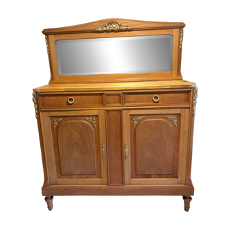 Raw wooden sideboard and its mirror