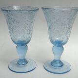 5 glasses with blue Biot stemmed