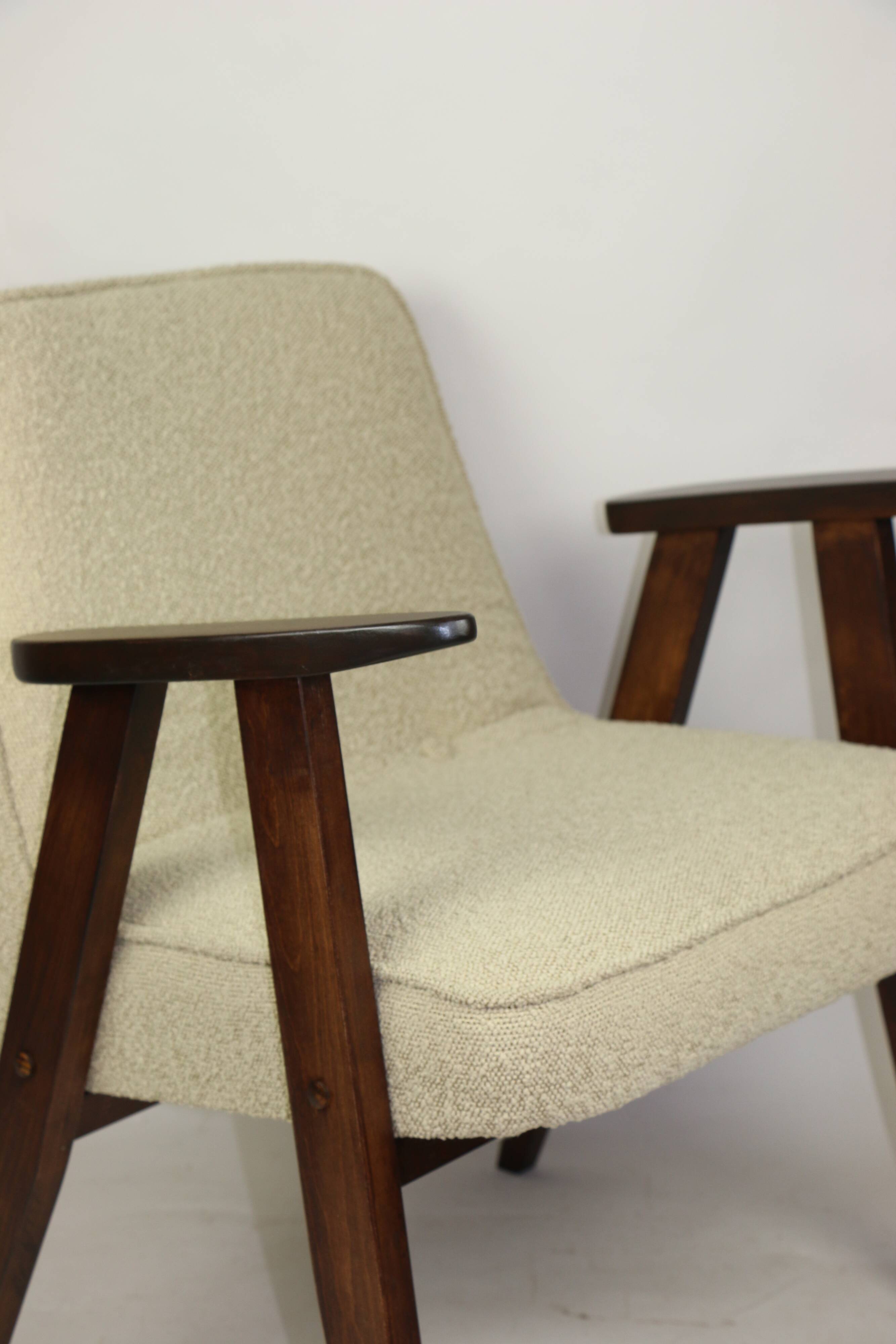 Beige Model 366 Lounge Chair in Boucle by Józef Chierowski, 1970s