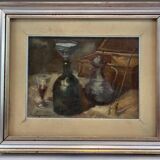 Nature morte à la bouteille, signée