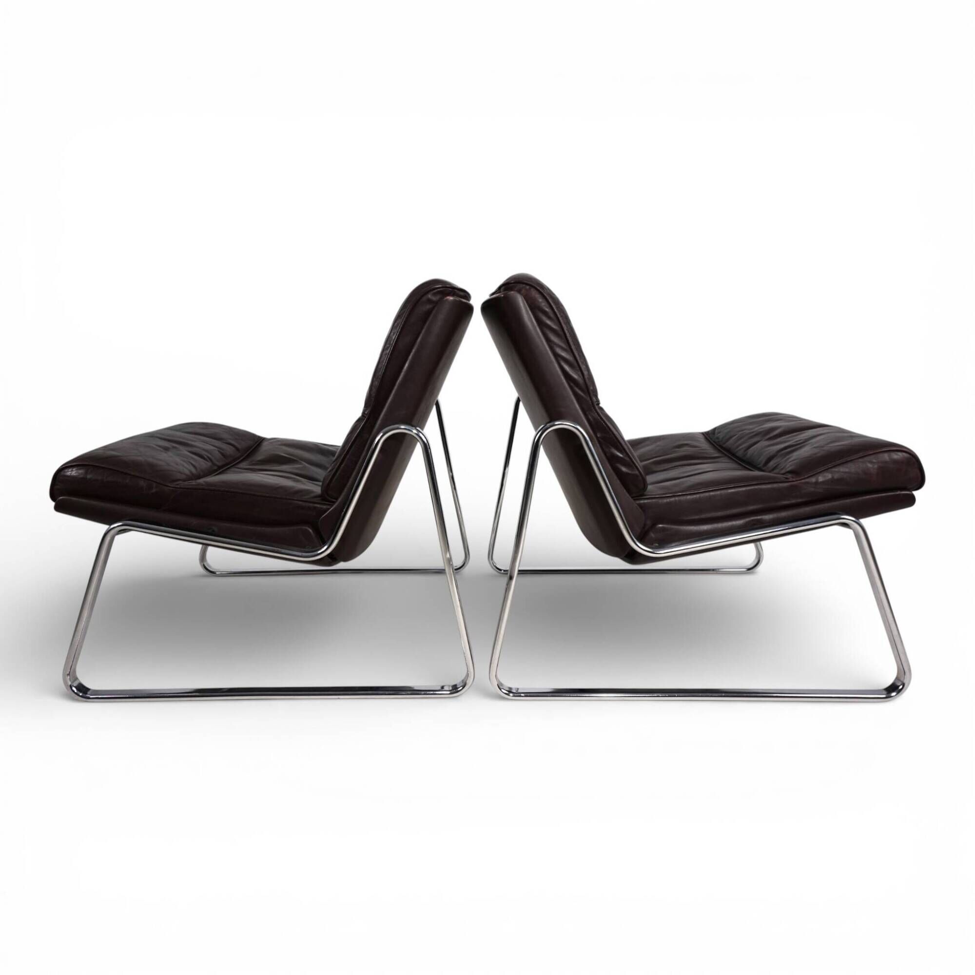 Set of 2 Drabert lounge chairs in brown leather by Gerd Lange, 1970