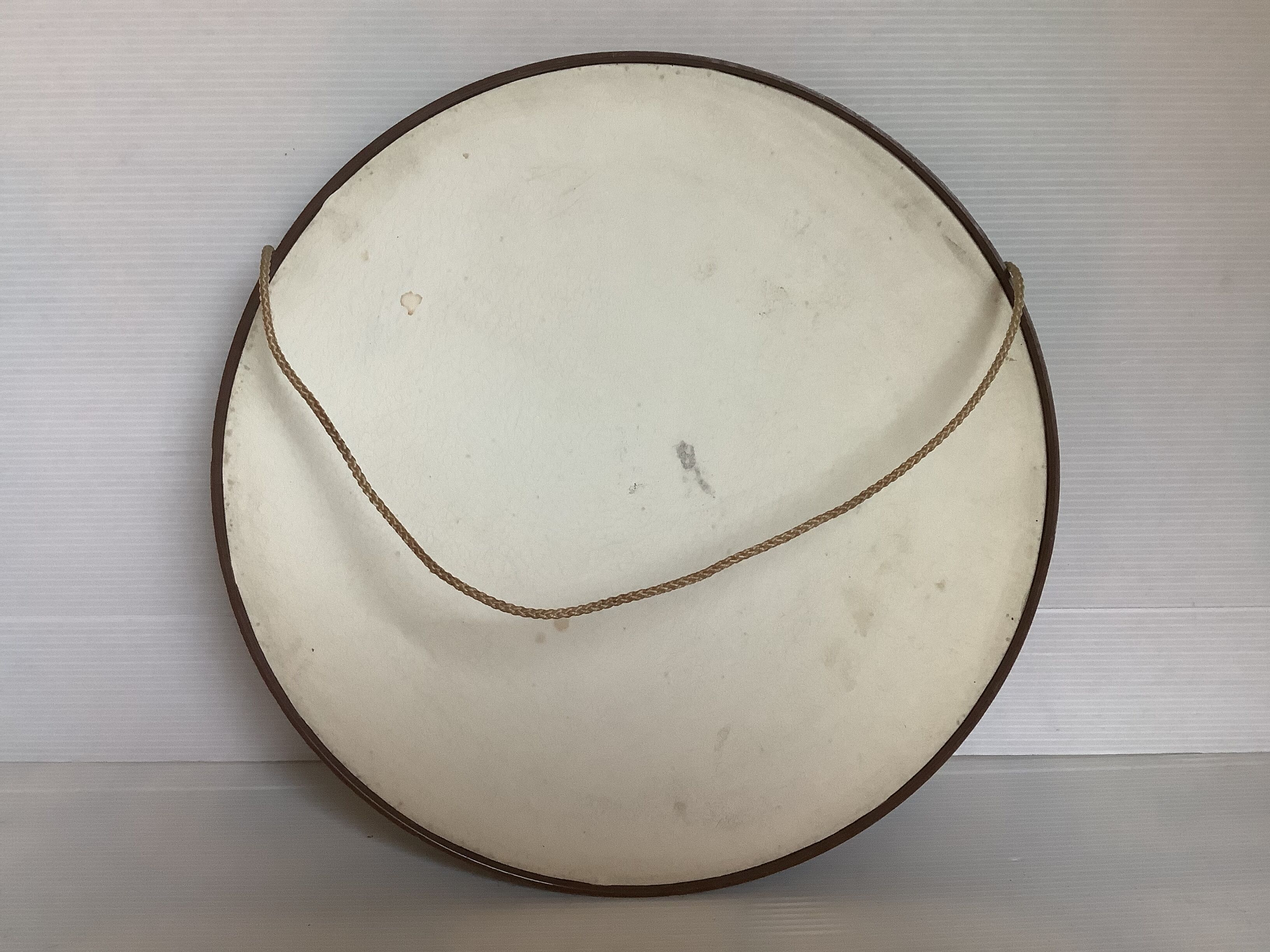 Miroir rond plastique marron vintage