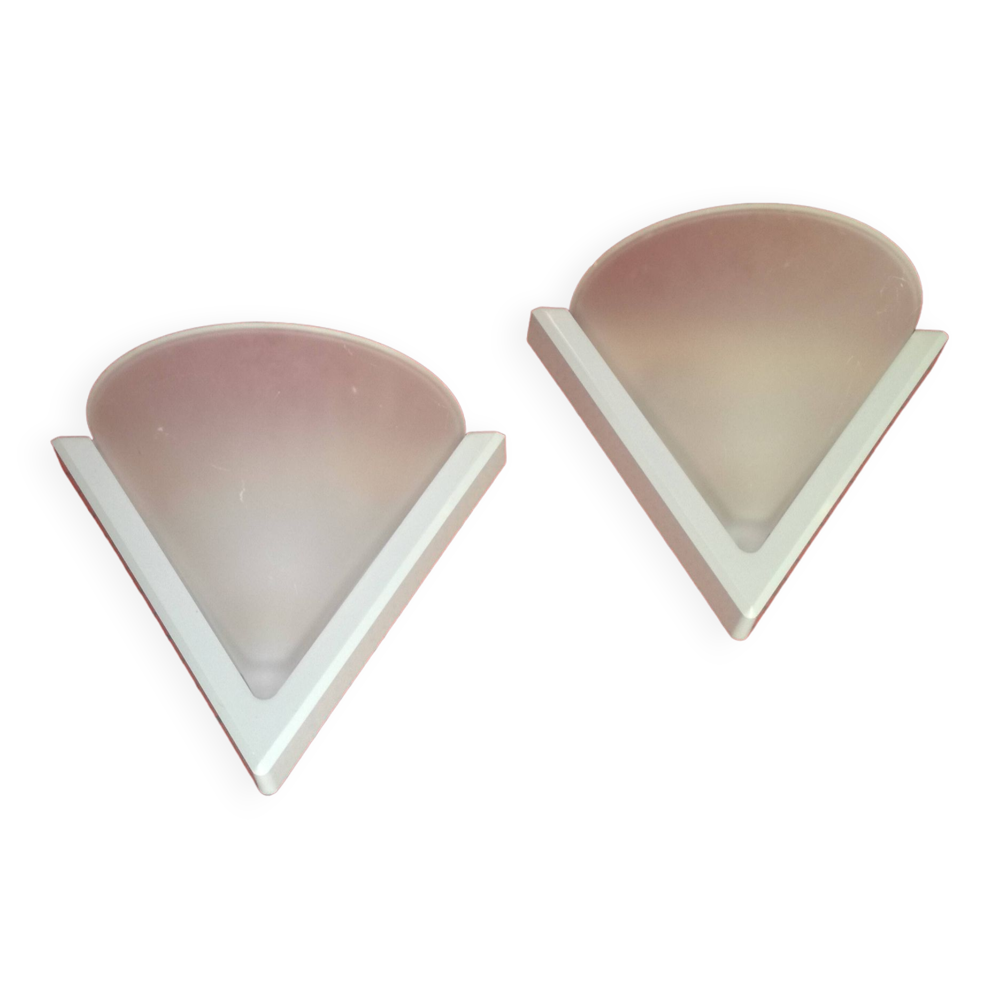 Appliques space age plastique abs et verre dépoli, set de 2
