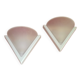 Appliques space age plastique abs et verre dépoli, set de 2