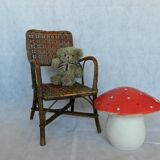 Small child vintage armchair in rattan