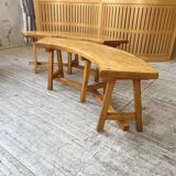Set of round table and 4 rounded benches, 1950