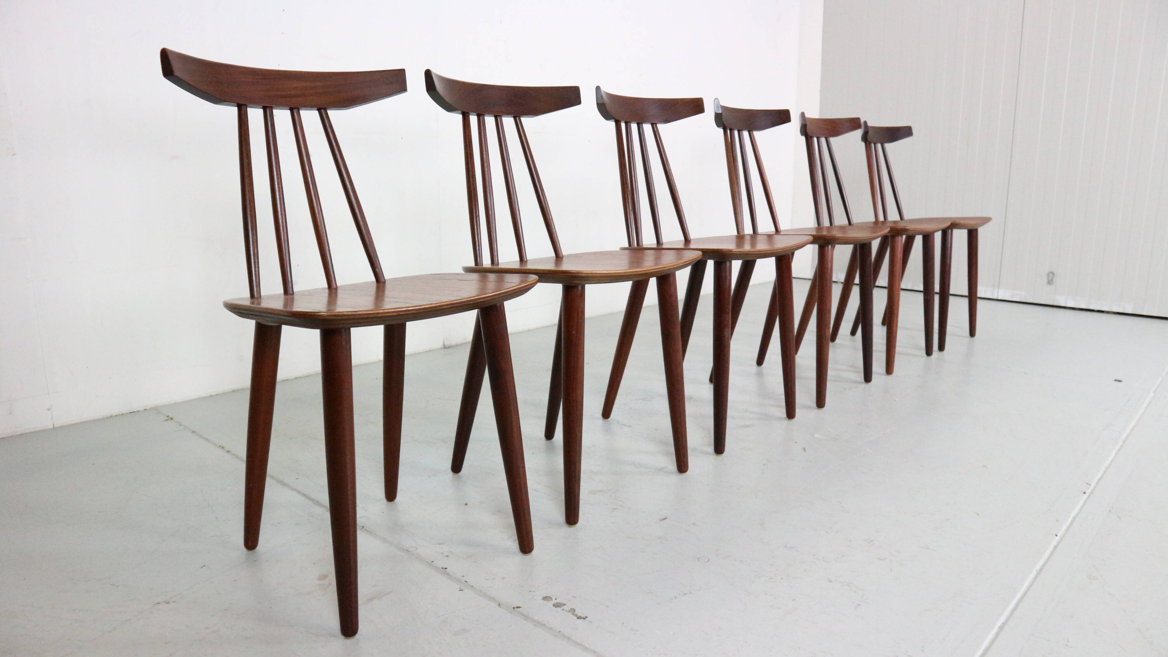 Poul Volther Set Of 6 Dinning Room Chairs "3705" For Fremel Røjle, Denmark, 1960