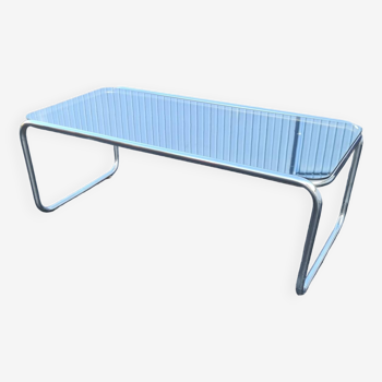 Bauhaus "laccio" style coffee table Marcel Breuer, glass and chrome tubular