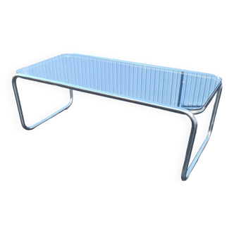 Bauhaus "laccio" style coffee table Marcel Breuer, glass and chrome tubular