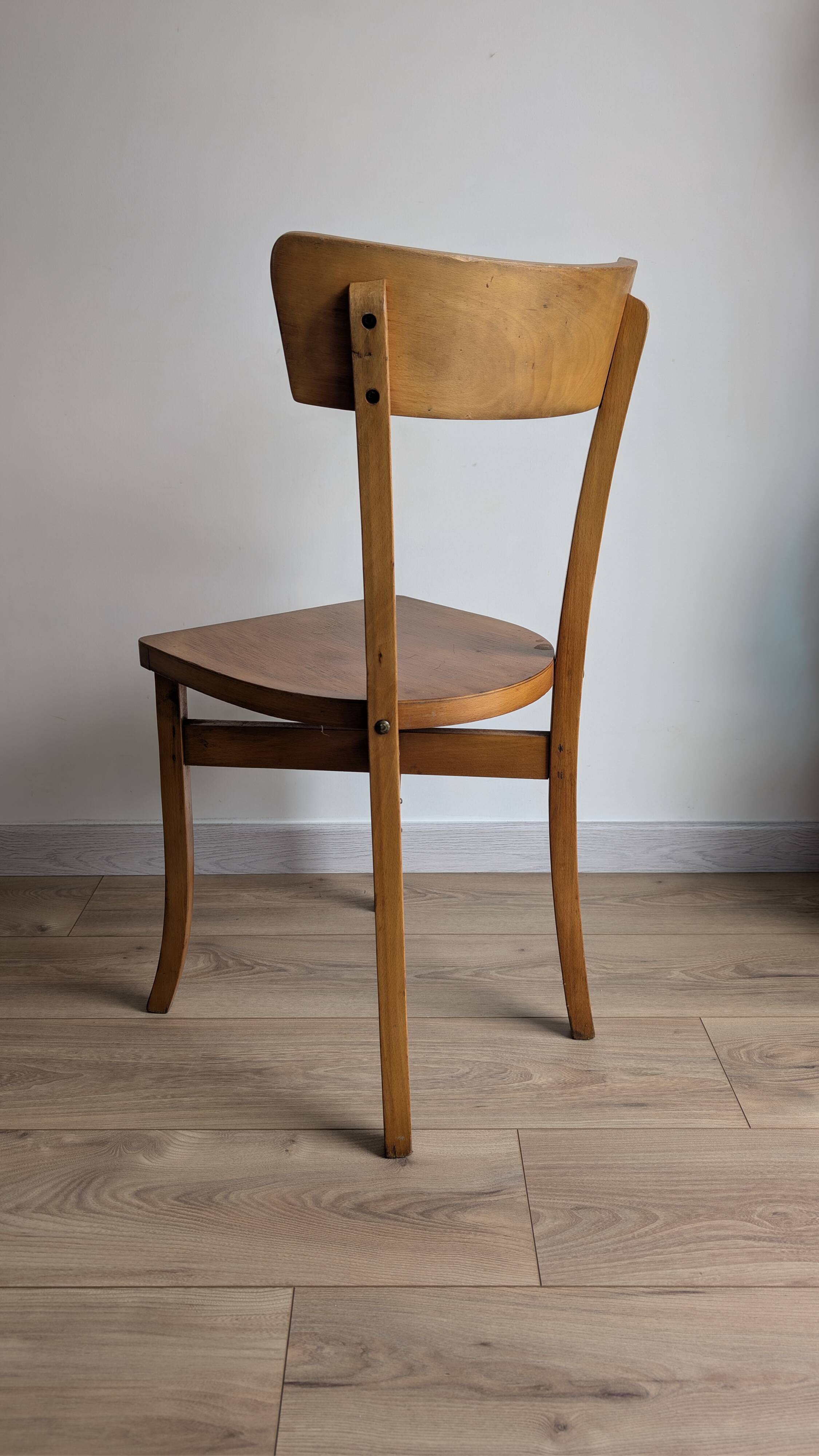 Vintage bistro chair in patinated blonde beech